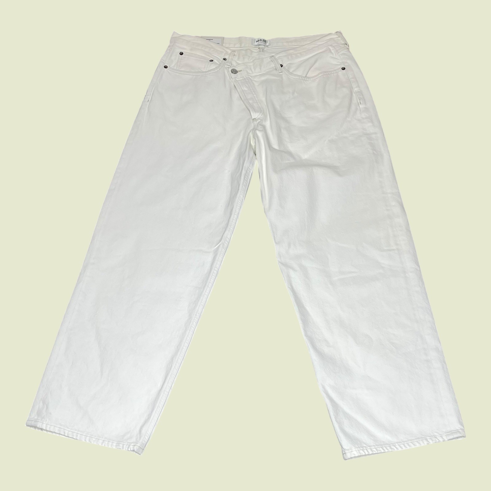 NEW AGOLDE Criss Cross Upsized Jean Paste White Wide Leg A097-1183 Size W34xL30