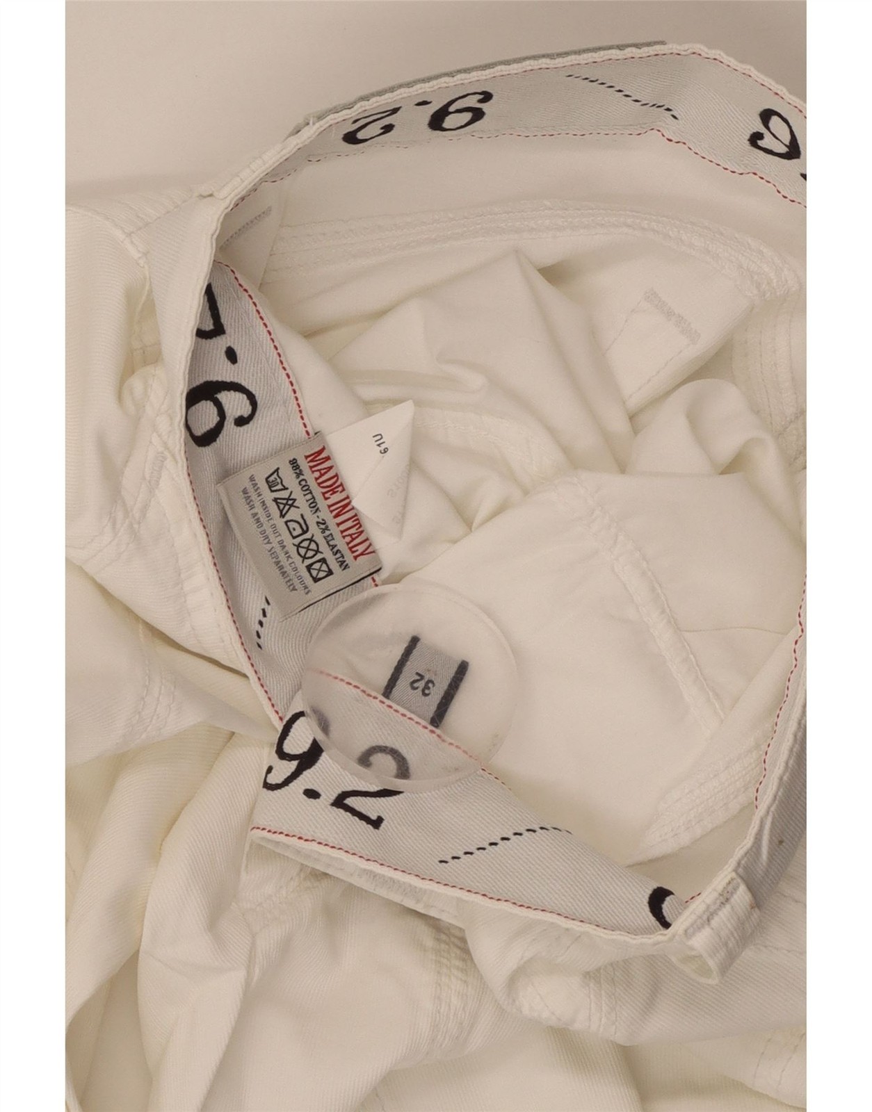 9.2 by Carlo Chionna Womens Straight Corduroy Trousers W32 L30 White Cotton AT18
