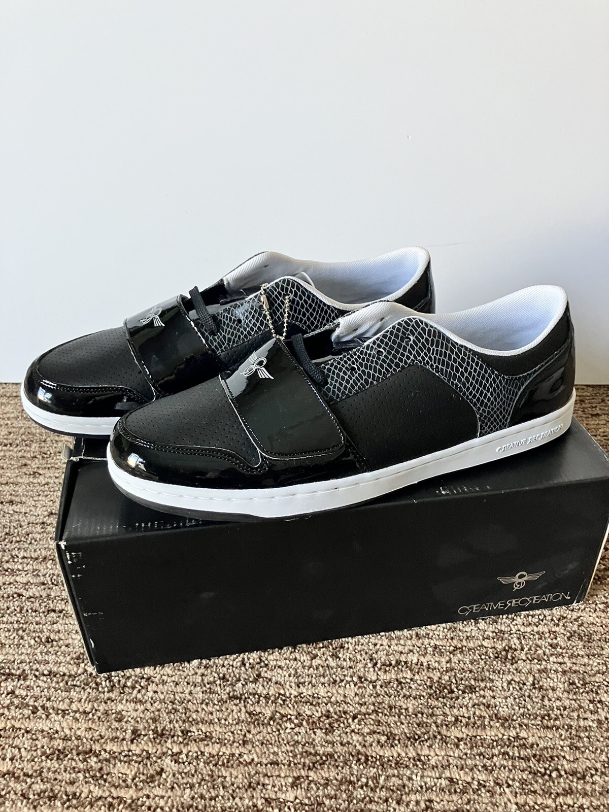Creative Recreation Cesario Lo Black Patent Snake Sz 11.5 CR4LO-37 New