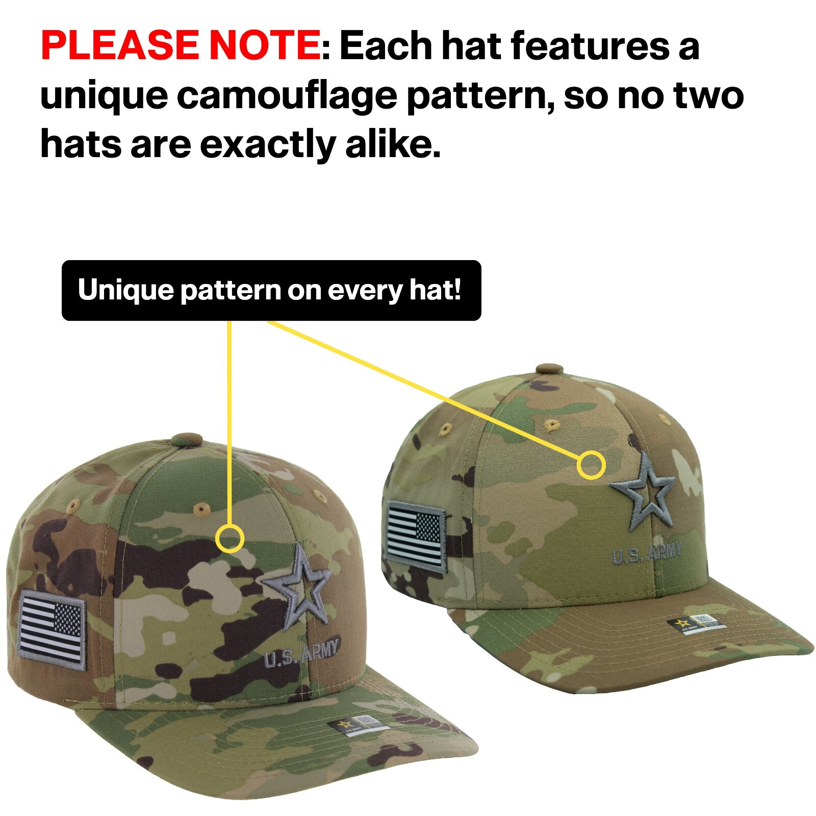 US Army Hat Military Camo Official Licensed Embroidered Adjustable Veterans Cap