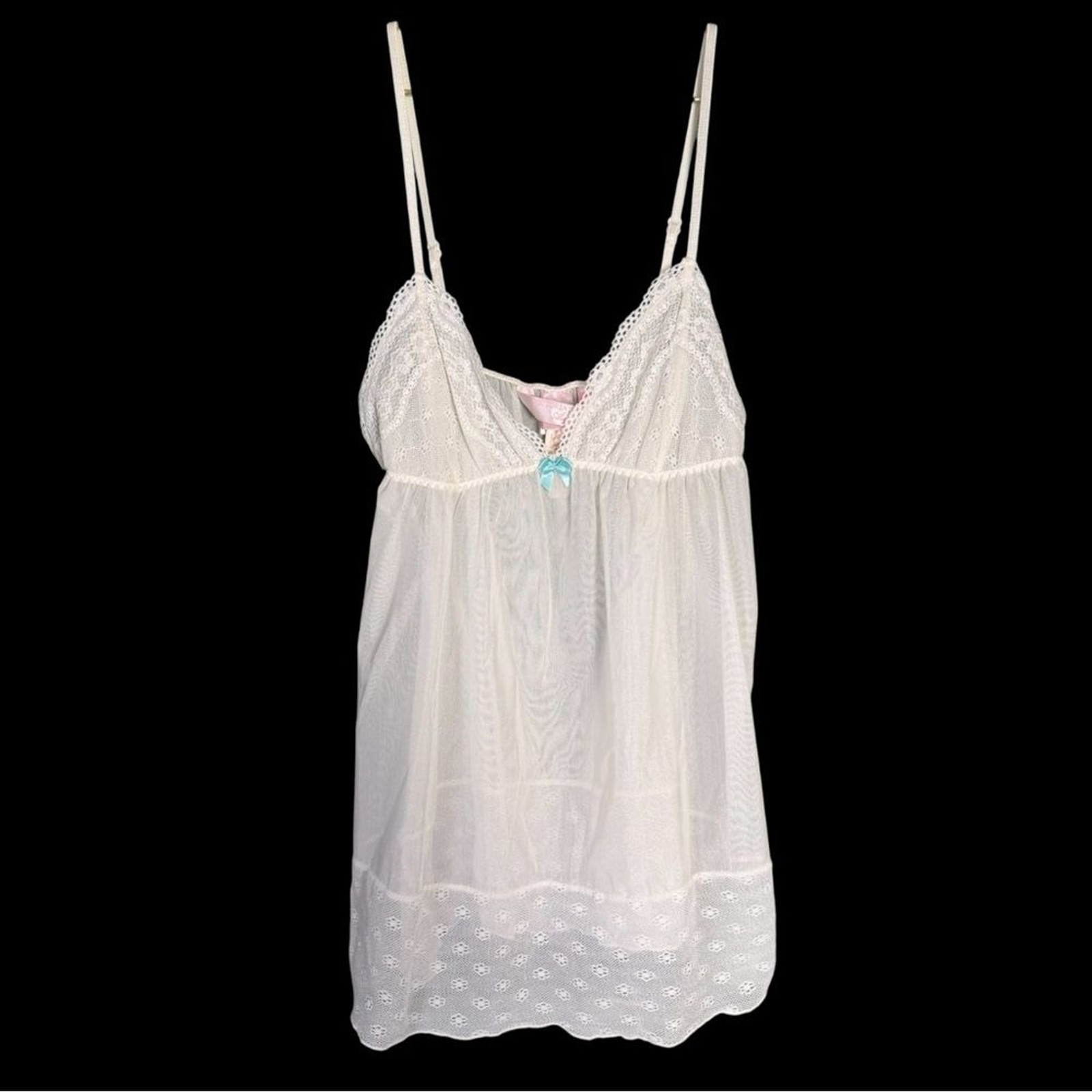 Victoria’s Secret Angel Babydoll Chemise White Sheer Lace Y2K Bridal Top Women S