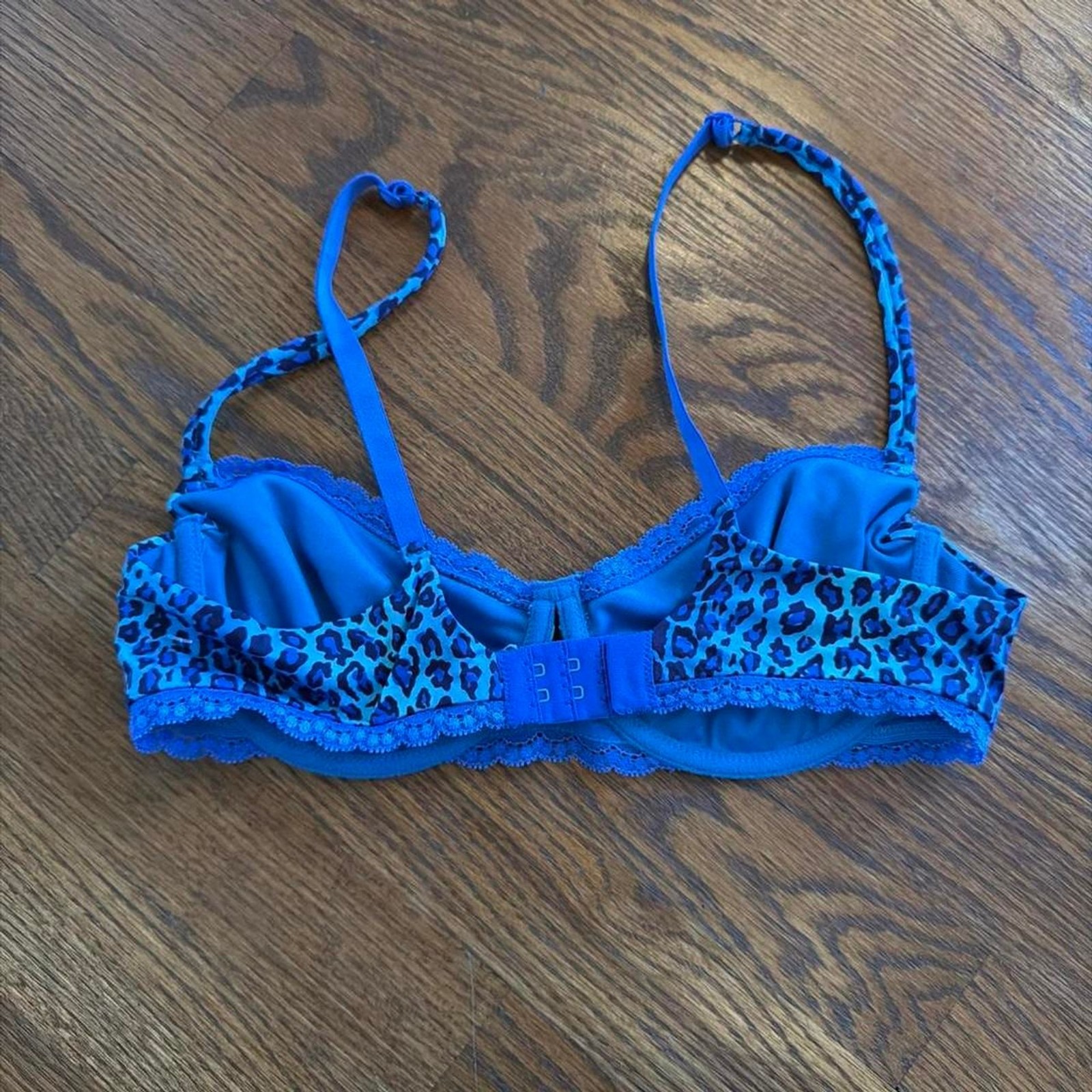 Vtg Cosabella Y2K 2000s vintage blue leopard print bralette 34B