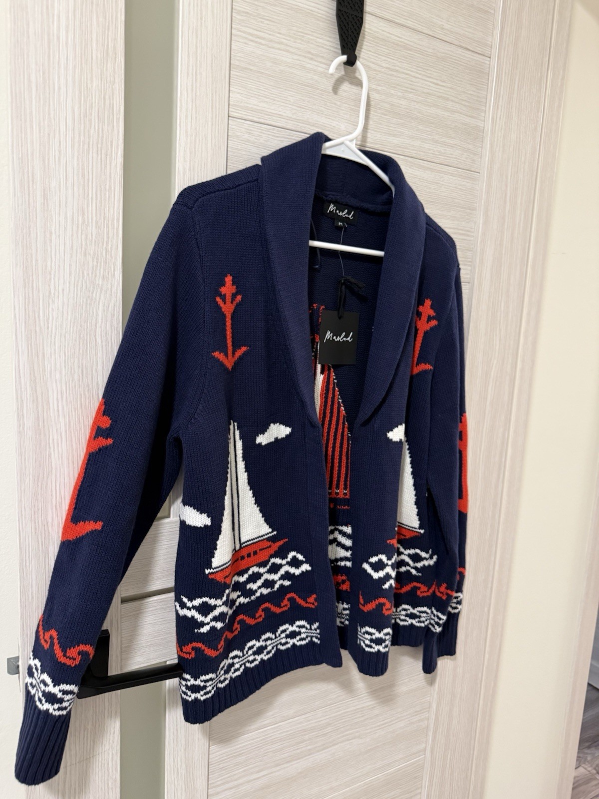 Sailboat Lodge Cardigan in Dark Navy Medium