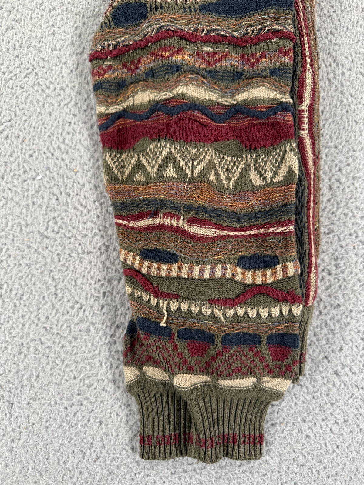 Vintage 80s 90s 3D Thick Texture Cable Abstract Grunge Hip Hop Sweater Small