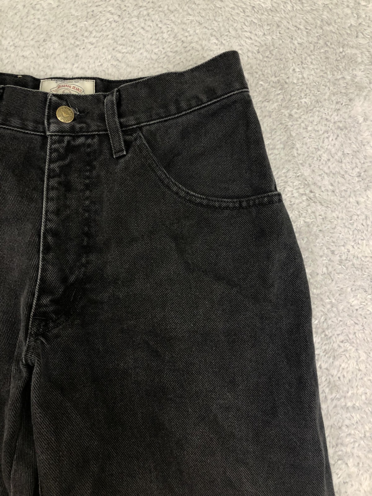 Armani Jeans Men 29×27 (Tag 31) Vintage Eco Stone Tapered Black Distressed *Flaw