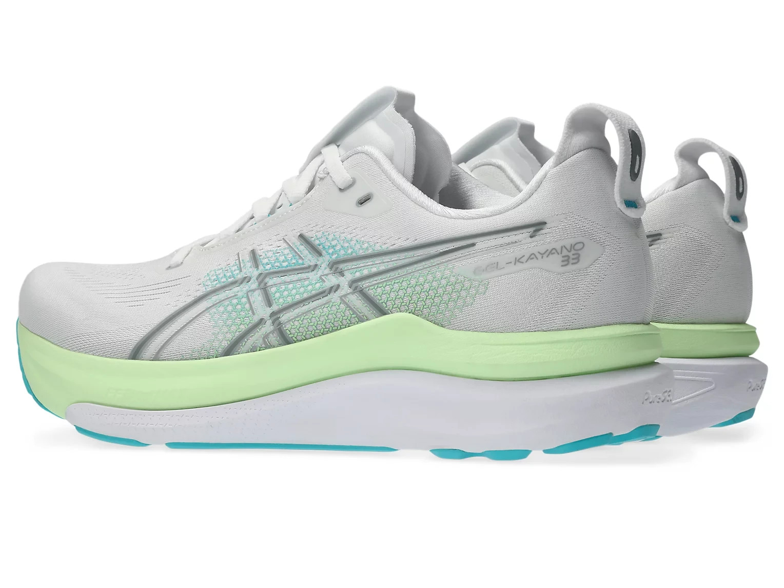 ASICS GEL-KAYANO 33 “EXTRA WIDE” 1011C229 100 White Energy Aqua Running Shoes