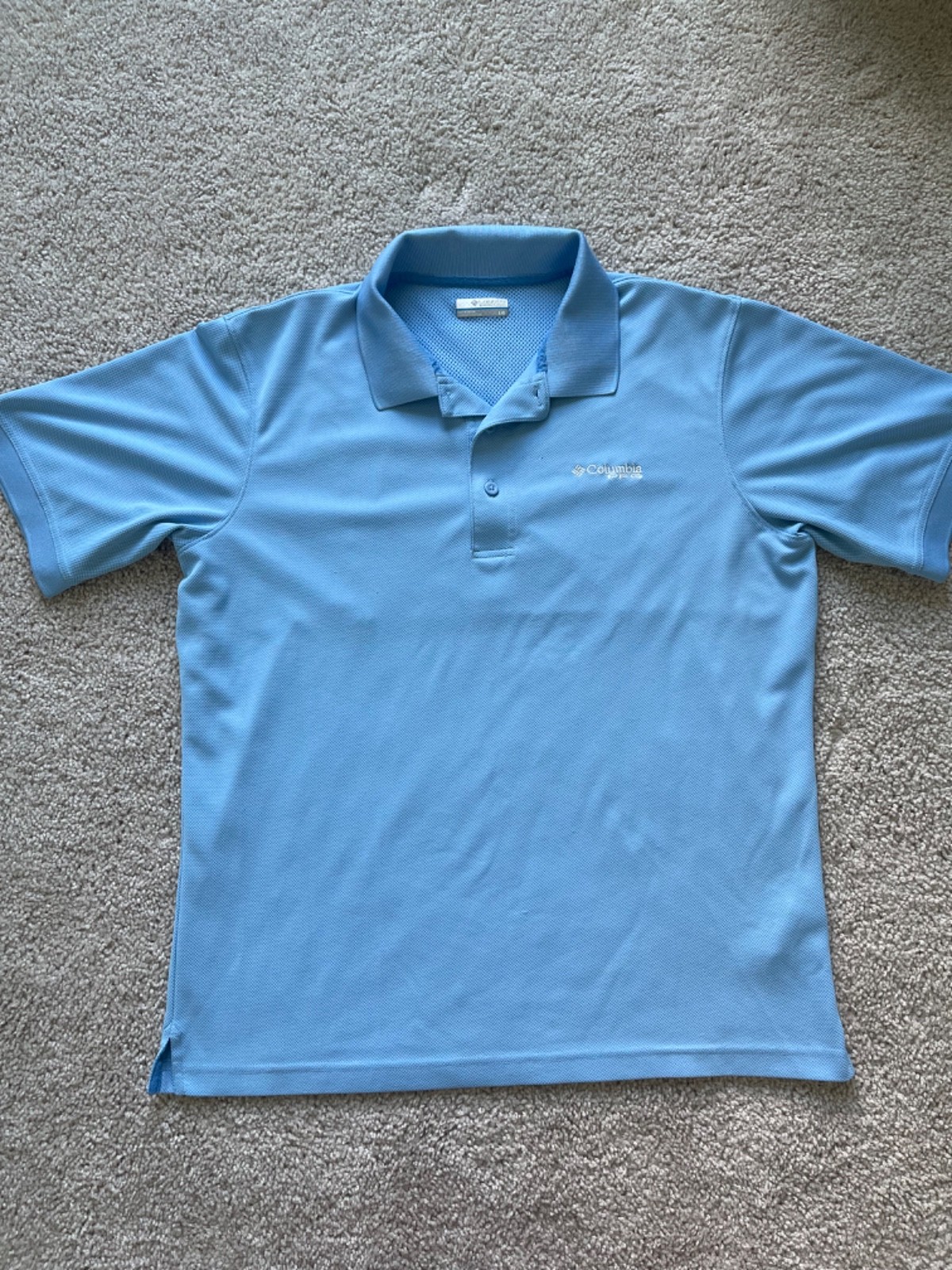 Light blue mens columbia performance fishing gear omni shade shirt large