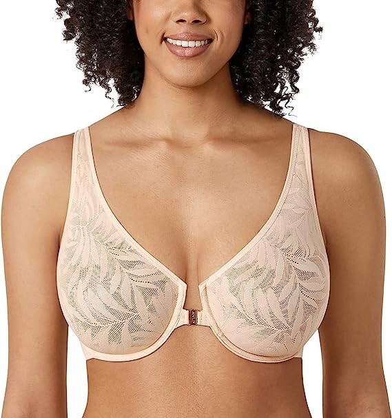 AISILIN Women’s Front Closure Bras Unlined Lace Soft Plunge Sexy Underwire (9)