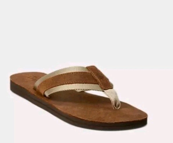 Polo Ralph Lauren Men’s Leather FLIP FLOPS BROWN & NAVY Sandals 8,9,10,11,12,13