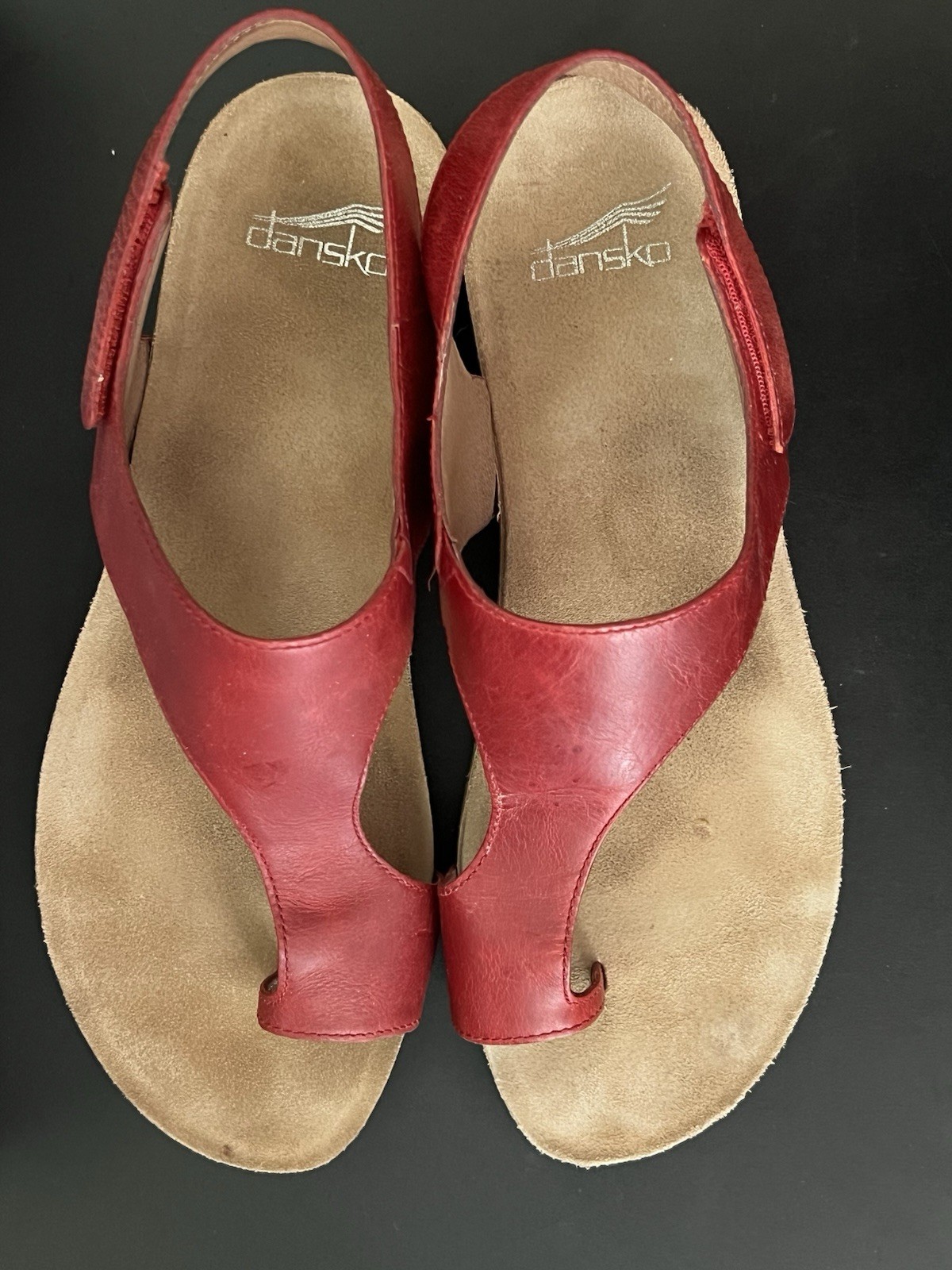 Dansko Reece Toe Loop Sandals Cinnabar Red Leather EU 40 US 9.5 / 10 Vietnam