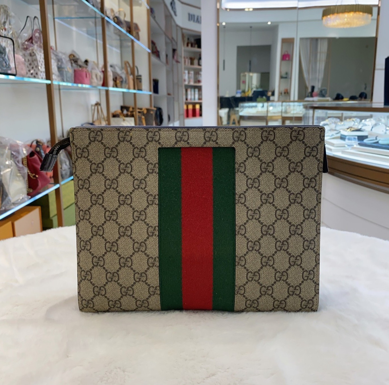 Authentic Gucci Ophidia GG Clutch GG Supreme Canvas Clutch Beige Gold-Tone eBay