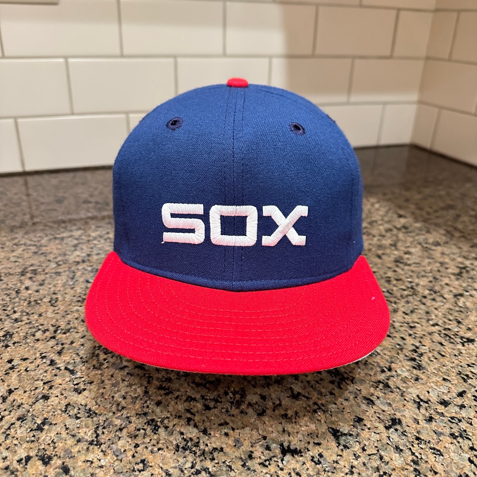 Vtg 80s Chicago White Sox New Era 59Fifty Hat 7 1/2 Leather Headband Made in US