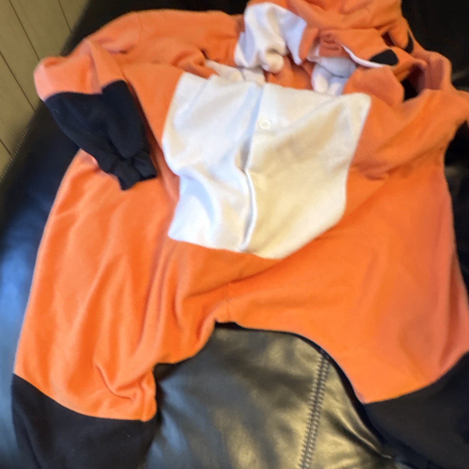SAZAC Fox One Piece Costume one piece Hooded Button Front Orange White Black
