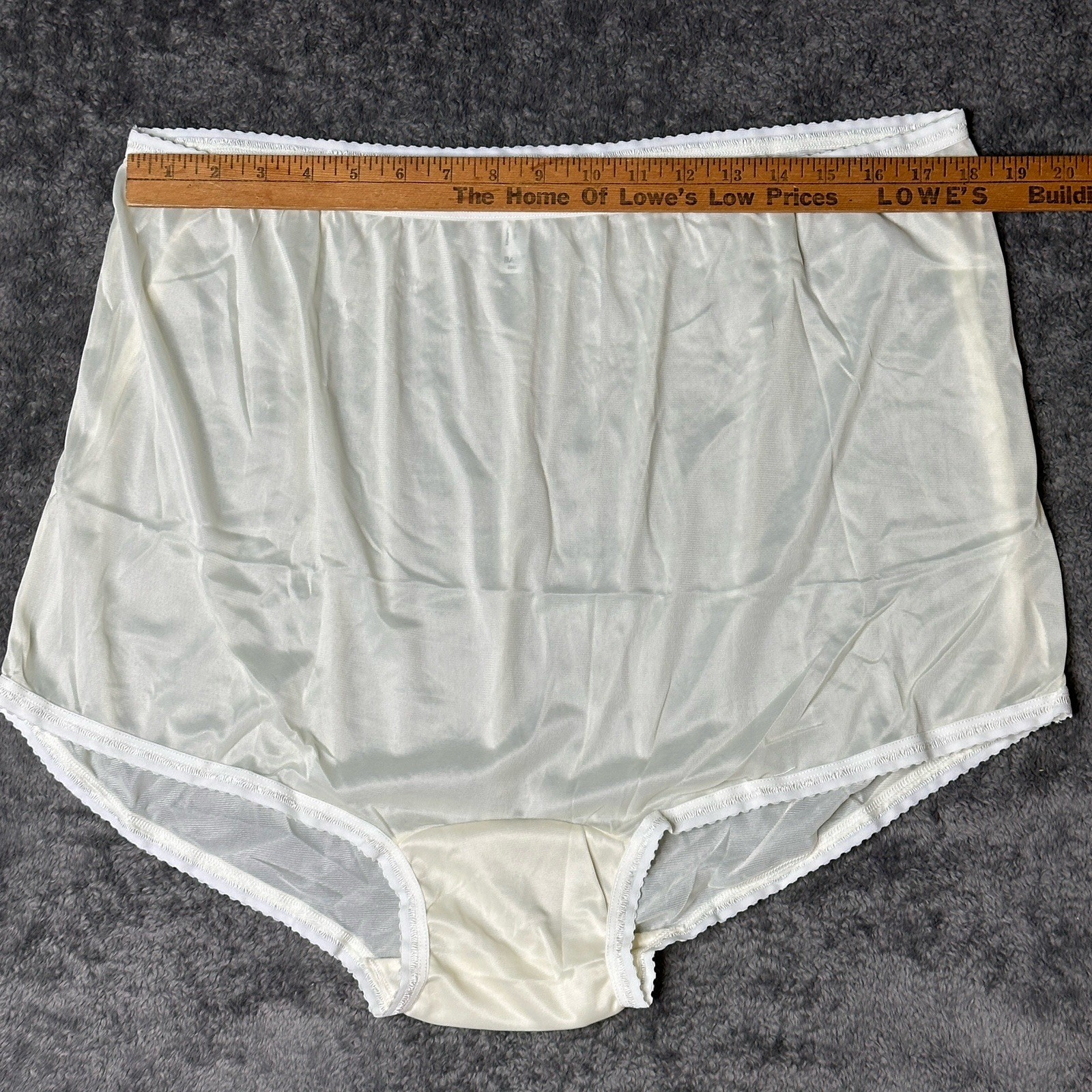 3 PAIR Bali Vintage Full Cut Silky Nylon Panties Ivory Briefs 23467 Size 14 NEW
