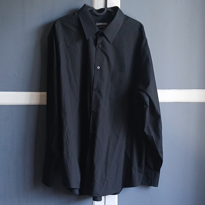Geoffrey Beene Men’s Wrinkle Free Dress Shirt Solid Black 17 1/2 34/35