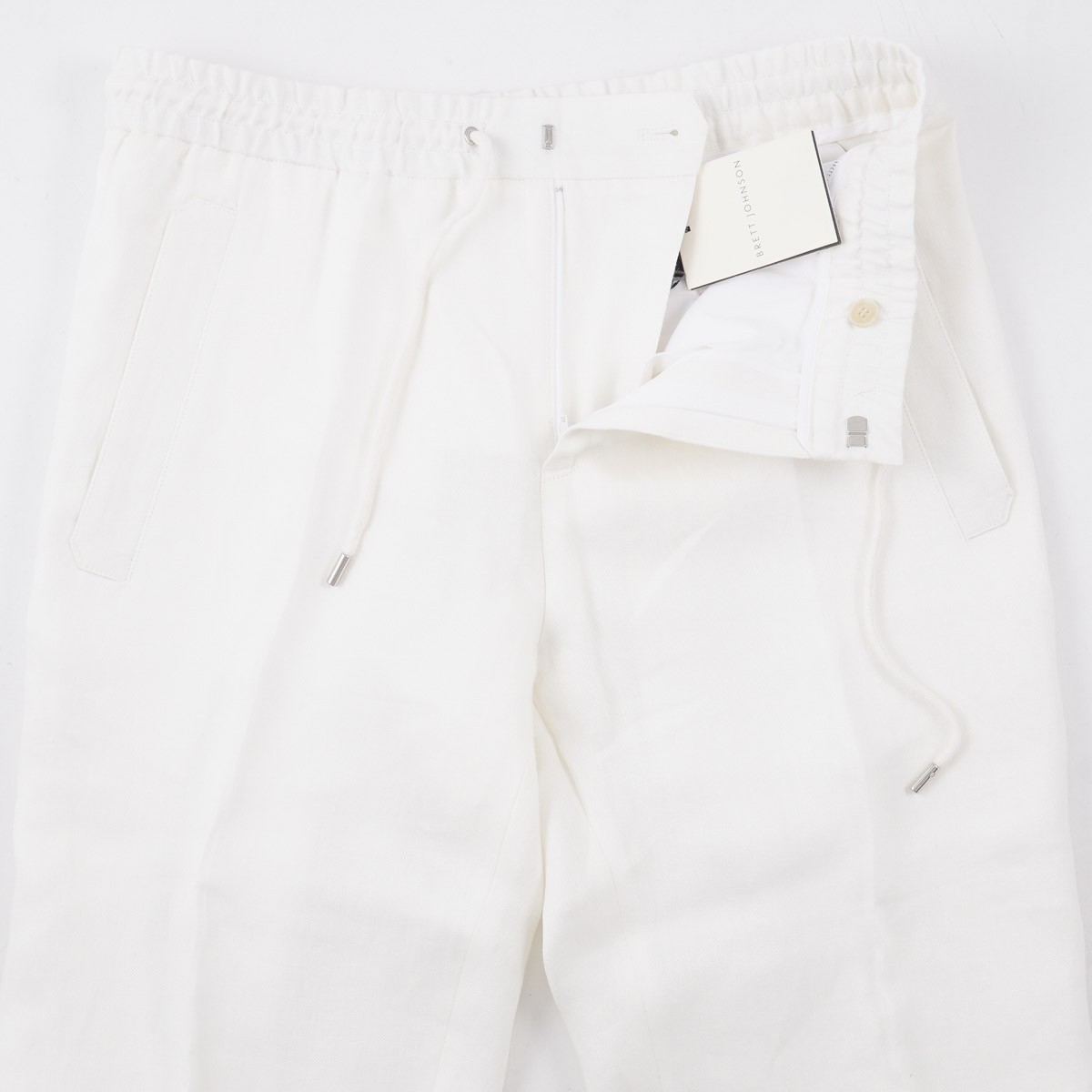 Brett Johnson Cream Solbiati Linen Drawstring Jogger Pants M 33-34 (Eu 50) NWT