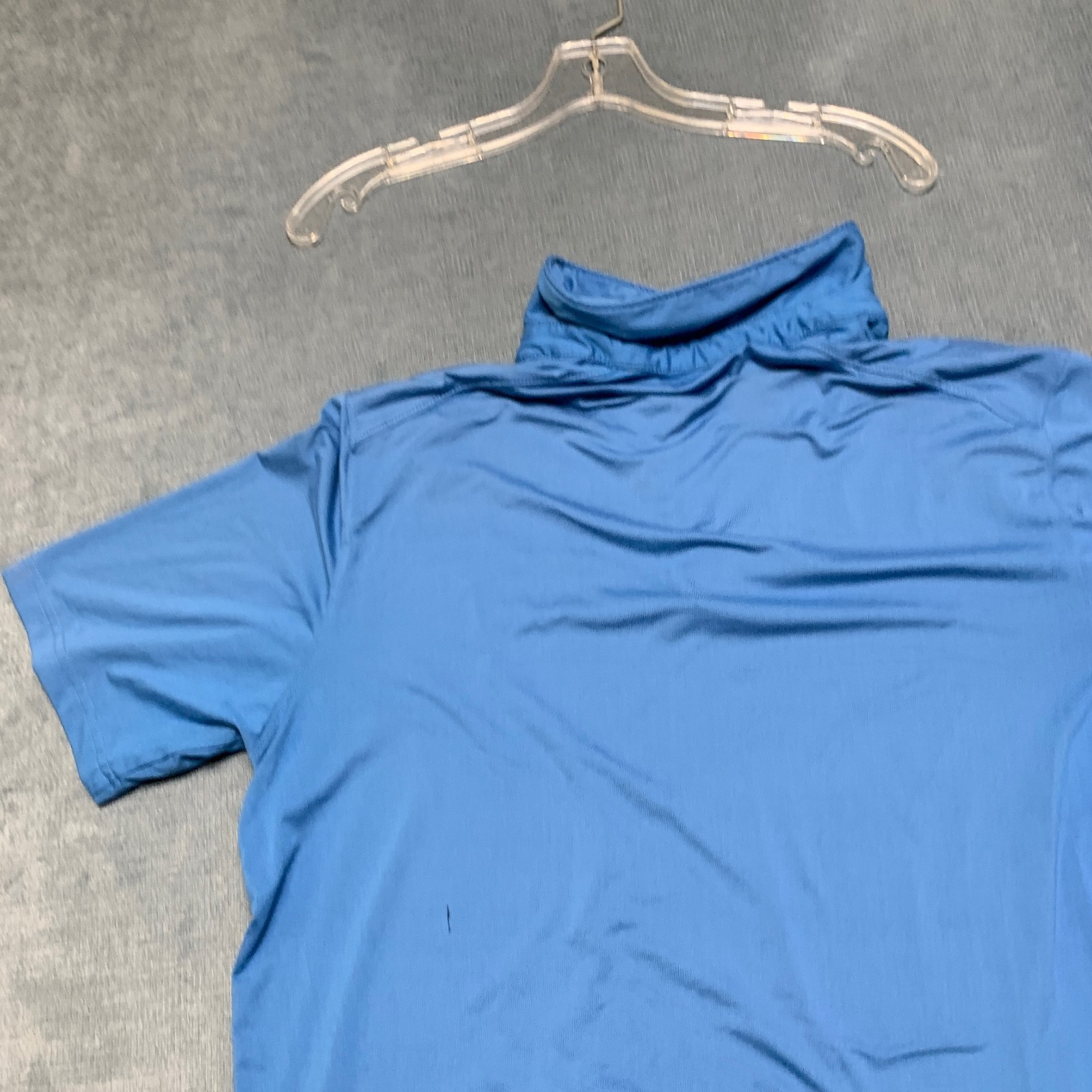 Gerry Performance Polo Shirt Men Medium Blue Brushed Knit Golf Tennis Pullover
