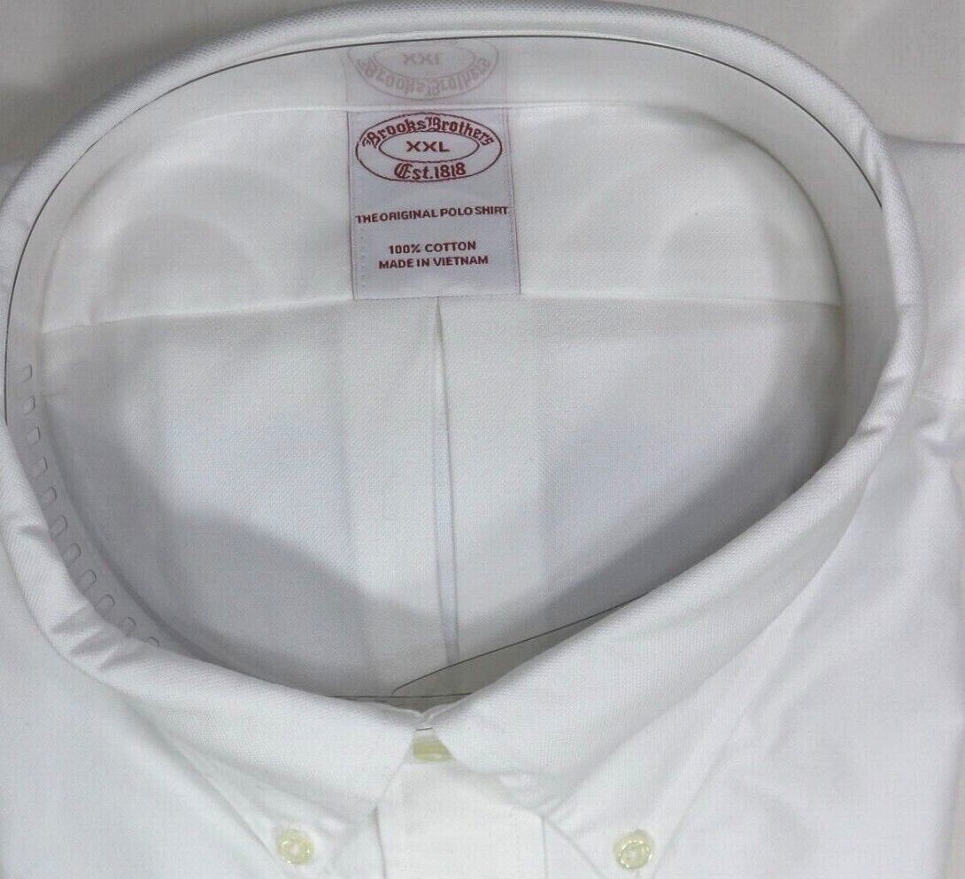 Brooks Brothers Regular The Original Polo Shirt XXL Non-Iron Stretch Solid White