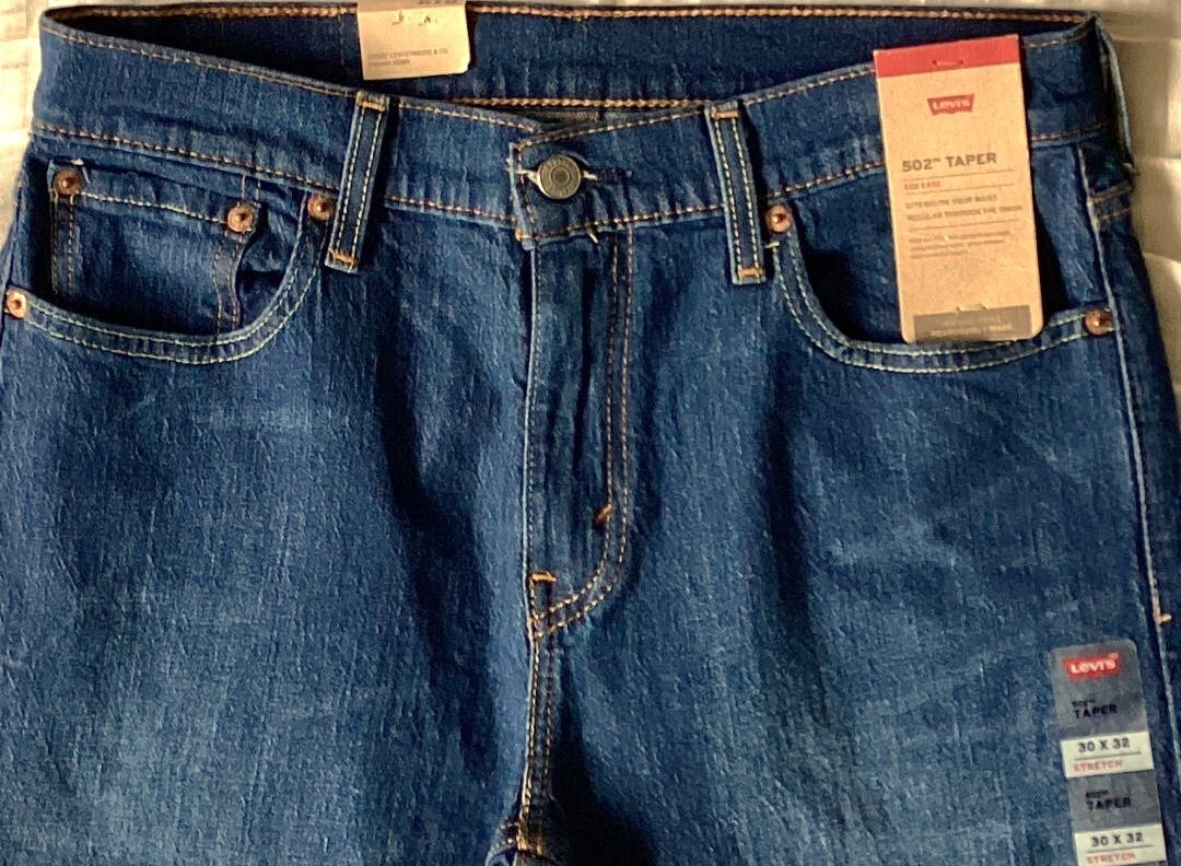 Levi’s Men’s 502 TAPER FIT 1168 Dark Blue Size 30X32 ECO STRETCH NEW $70