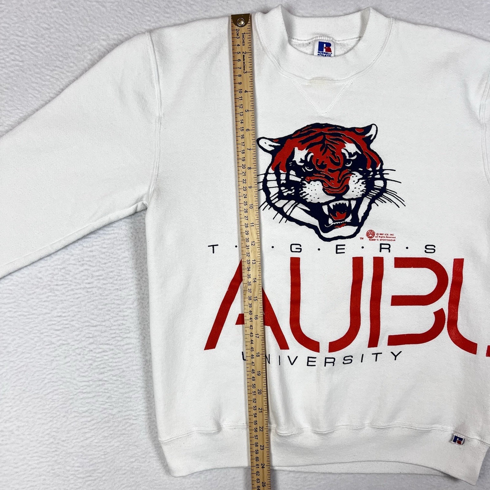 Vintage 80s Auburn Tigers Russell Wrap Around 2-Sided Sweatshirt Sz Medium USA