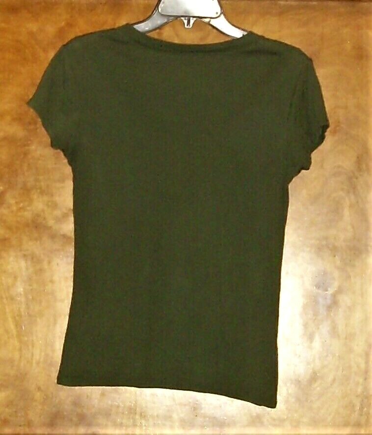 Mossimo SS, V-Neck Top, Women’s Size M, 100% Cotton, Forest Green/Olive Drab