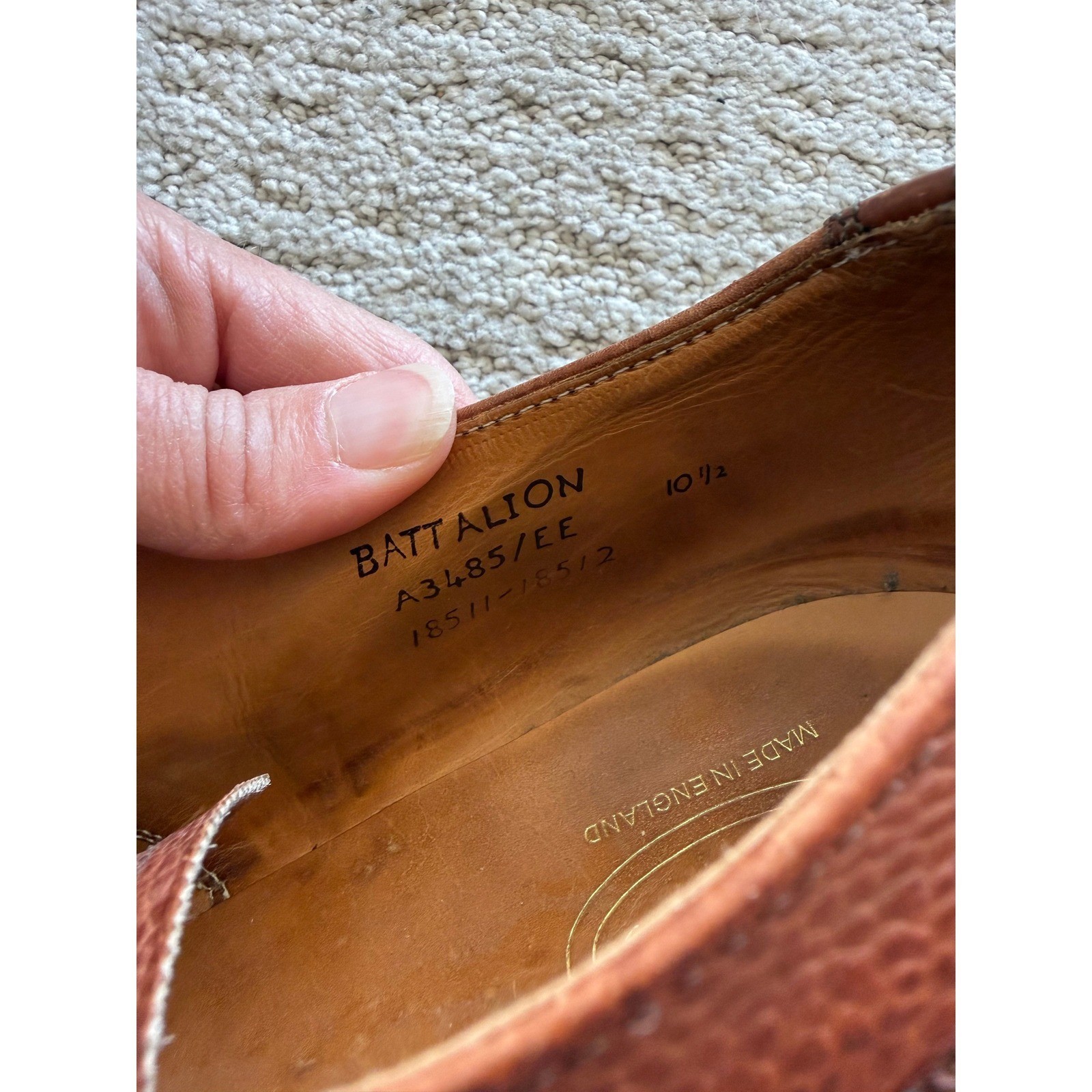 VTG Faconnable Battalion England Pebbled Leather Oxfords 11.5 EE COGNAC BROGUE