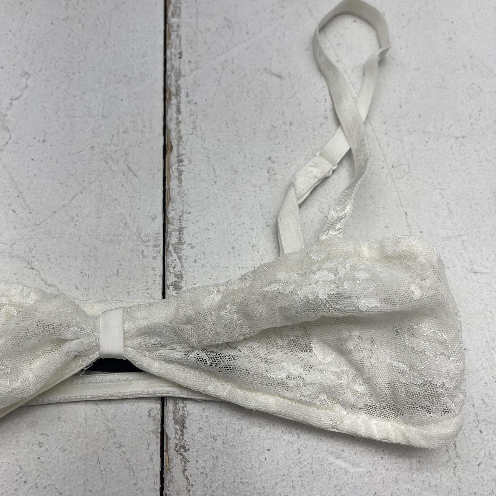 Lioness Bralette Bra Womens XS White Floral Lace Sheer Wireless Unlined Stretch