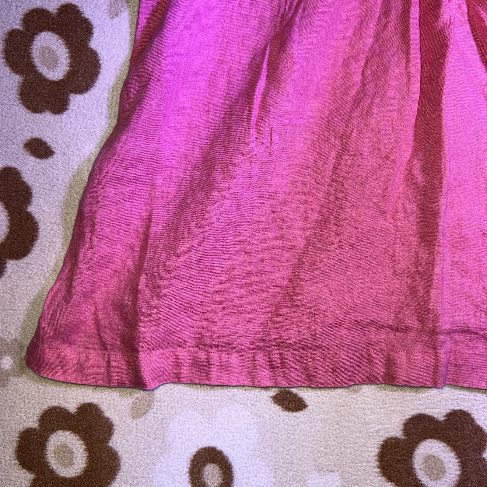 Boden Pink Solid V-Neck Ruffle Cap Sleeve Tunic Blouse Women’s UK 12