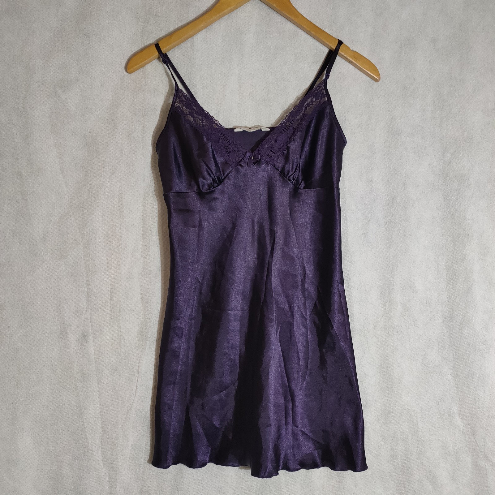 Y2k Babydoll Lace Silky Slip Dress Lingerie Top Purple Presence Debenhams size 8
