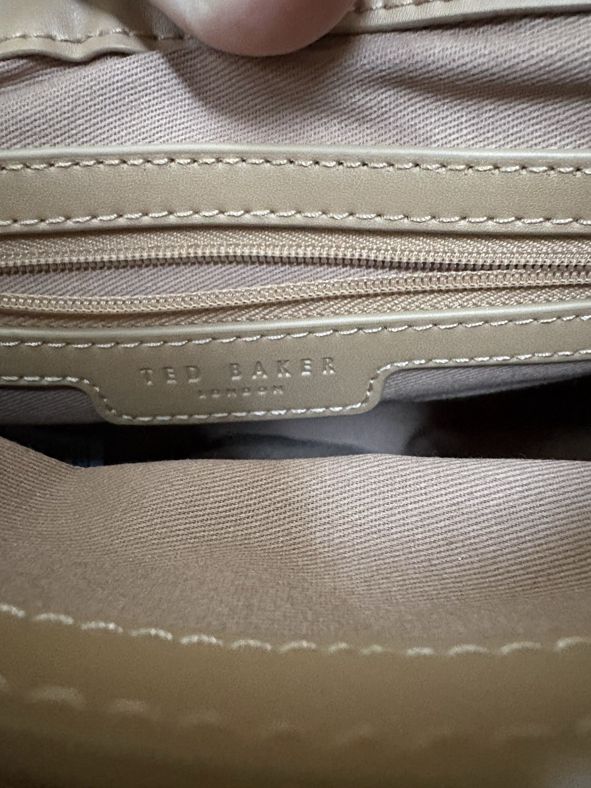 TED BAKER Beige Semi-Circle Crossbody Bag Gold Hardware Magnetic, Pockets