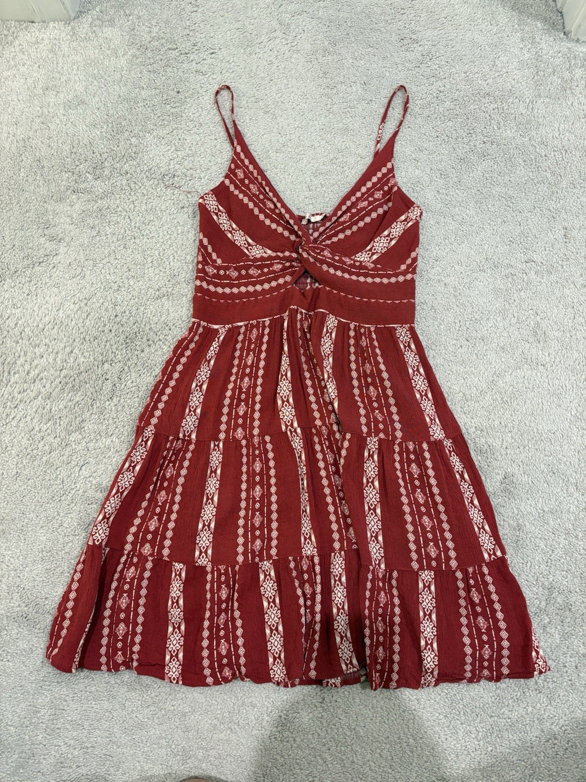 Red and White Twist Front Sundress Women’s Small