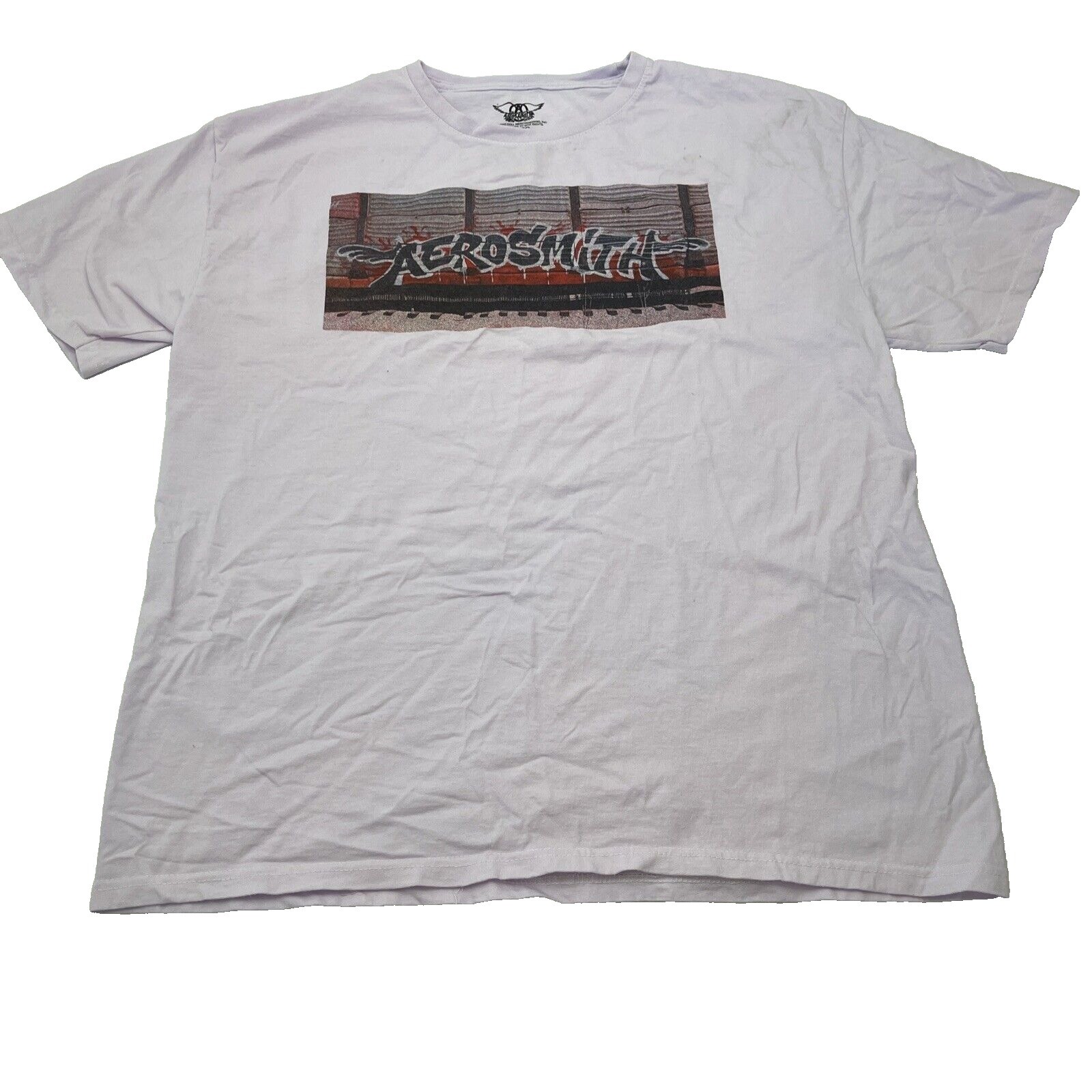 Aerosmith Graphic T-Shirt Mens XL Light Purple Good Graffiti Logo Rock Band Tee