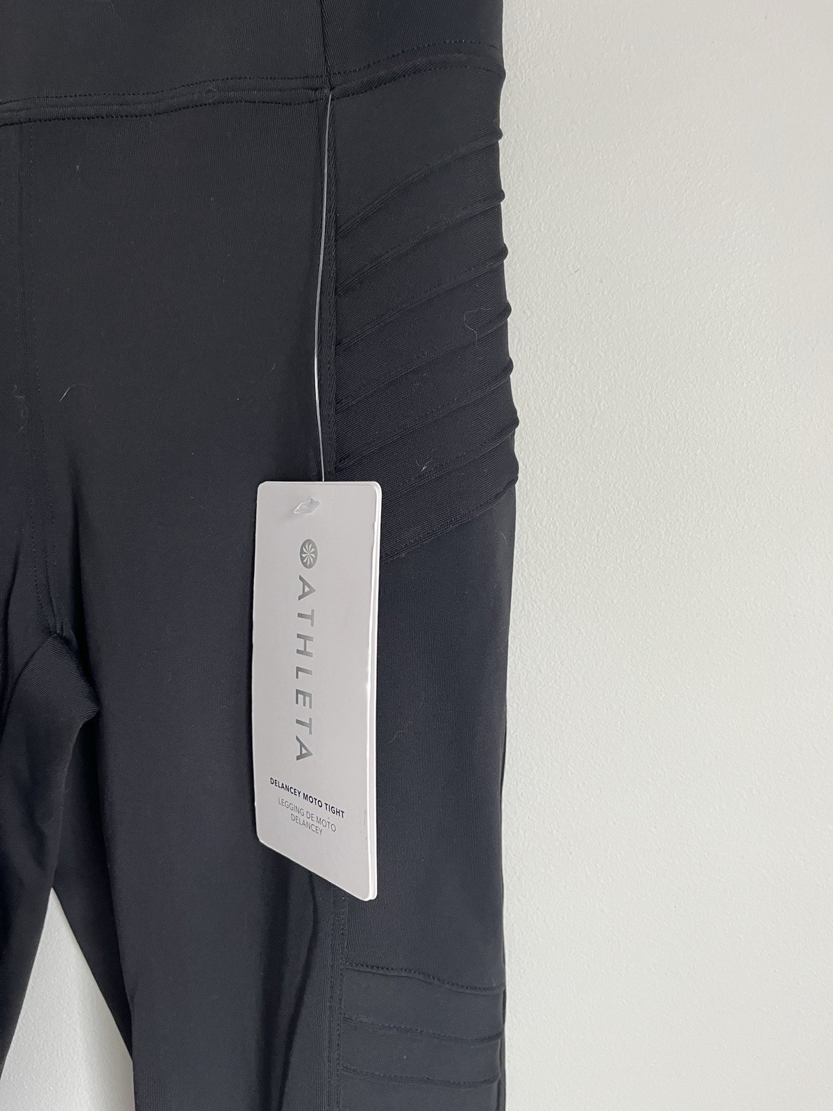 New Athleta Delancy Moto Tight Women’s Black Travel Pockets Leggings XS