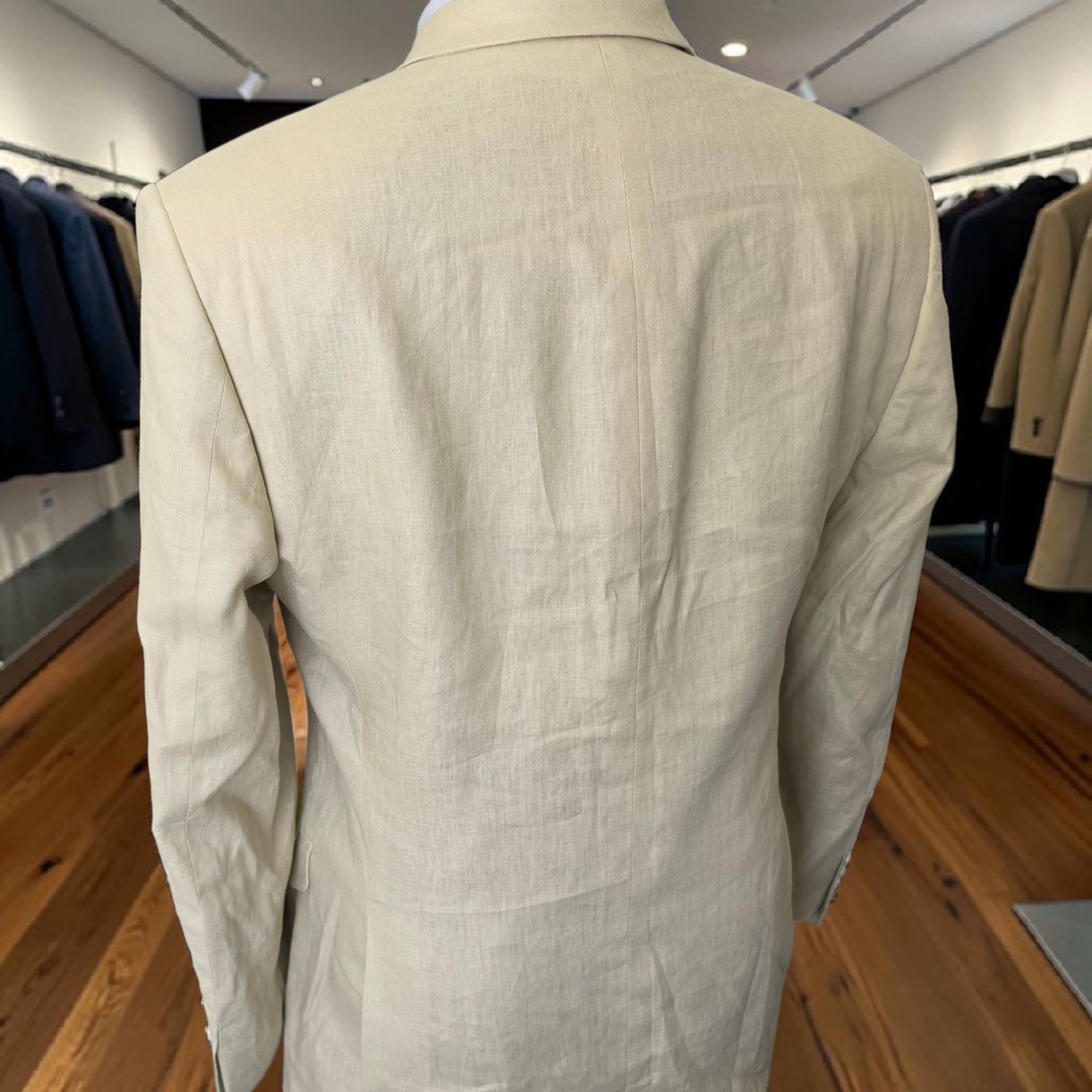 New Calvin Klein Linen Blazer 42r Dual Vent Beige