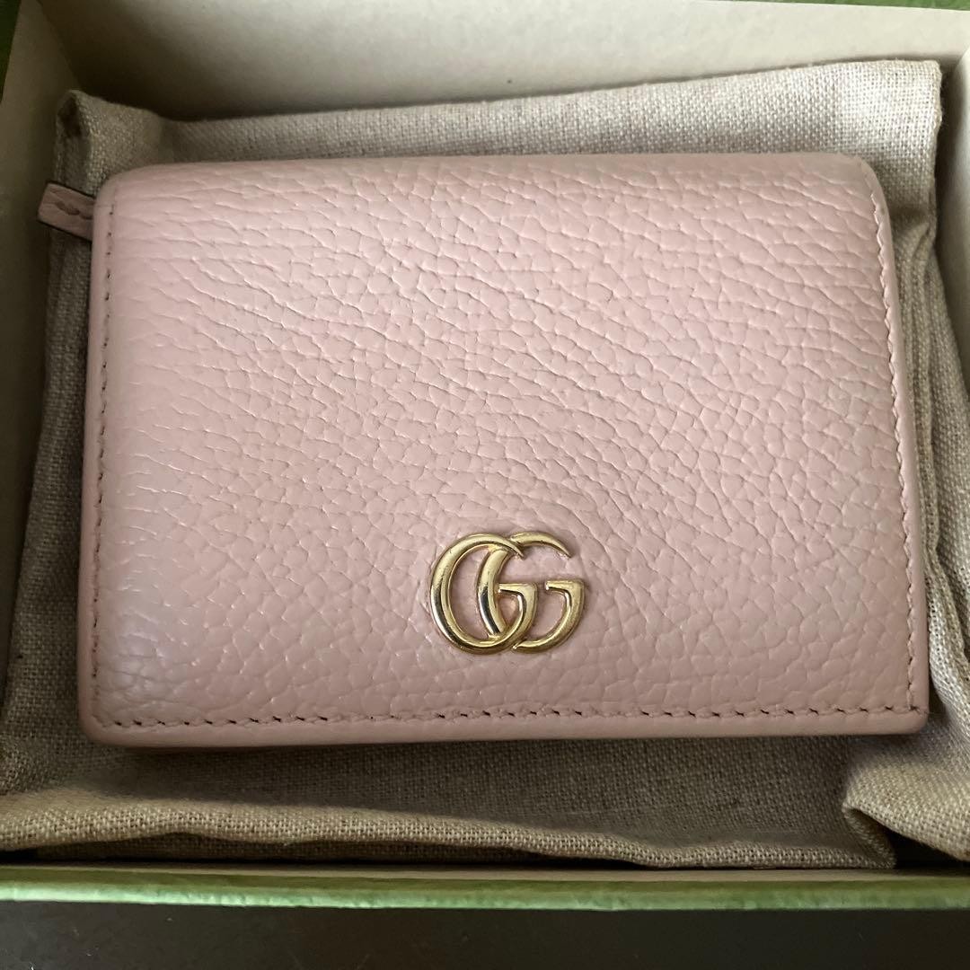 GUCCI Mini Wallet Marmont GG Logo Bi fold Pink