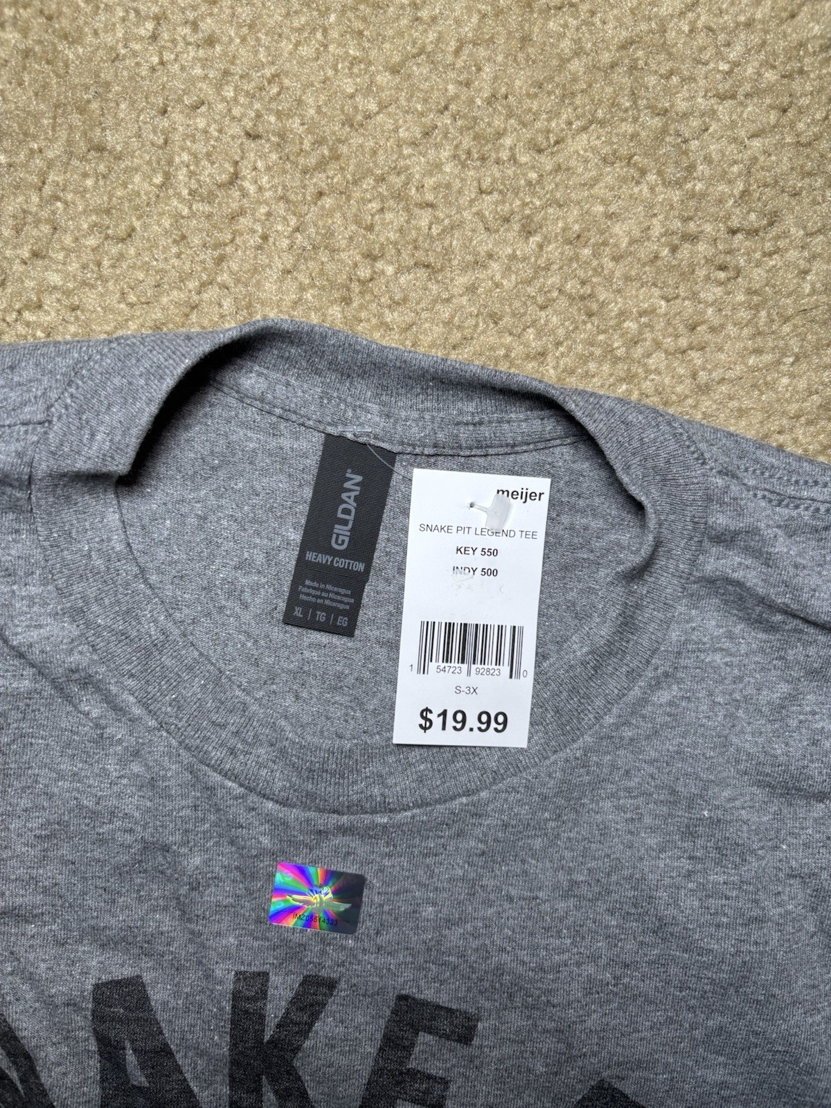 Gildan Heavy Cotton Gray Snake Pit Legend Graphic Crew Neck T-Shirt XL
