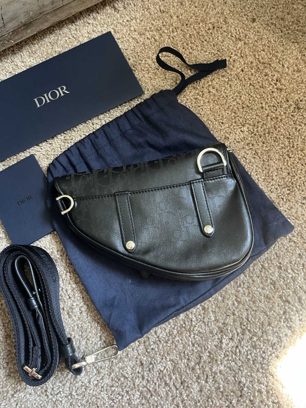 Dior Saddle Mini Galaxy Oblique Black Logo Pattern Men’s Crossbody Full Set