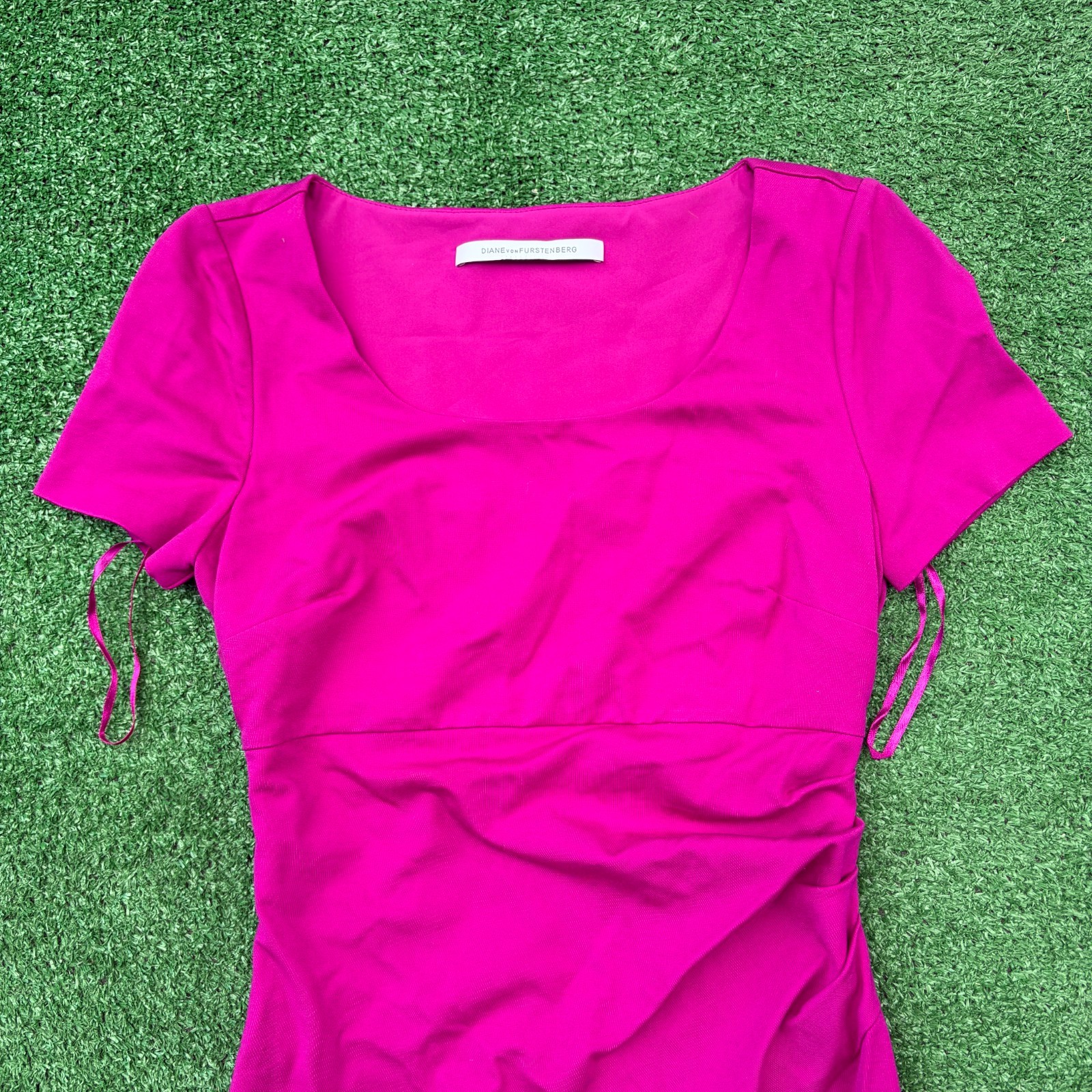 Diane von Furstenberg Bevina Pencil Dress Ruched Size Petite P/S Pink