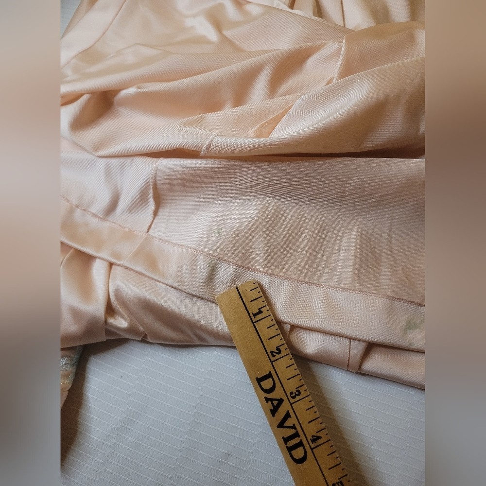 Source Unknown Peach Long Nightgown with Floral Embroidery