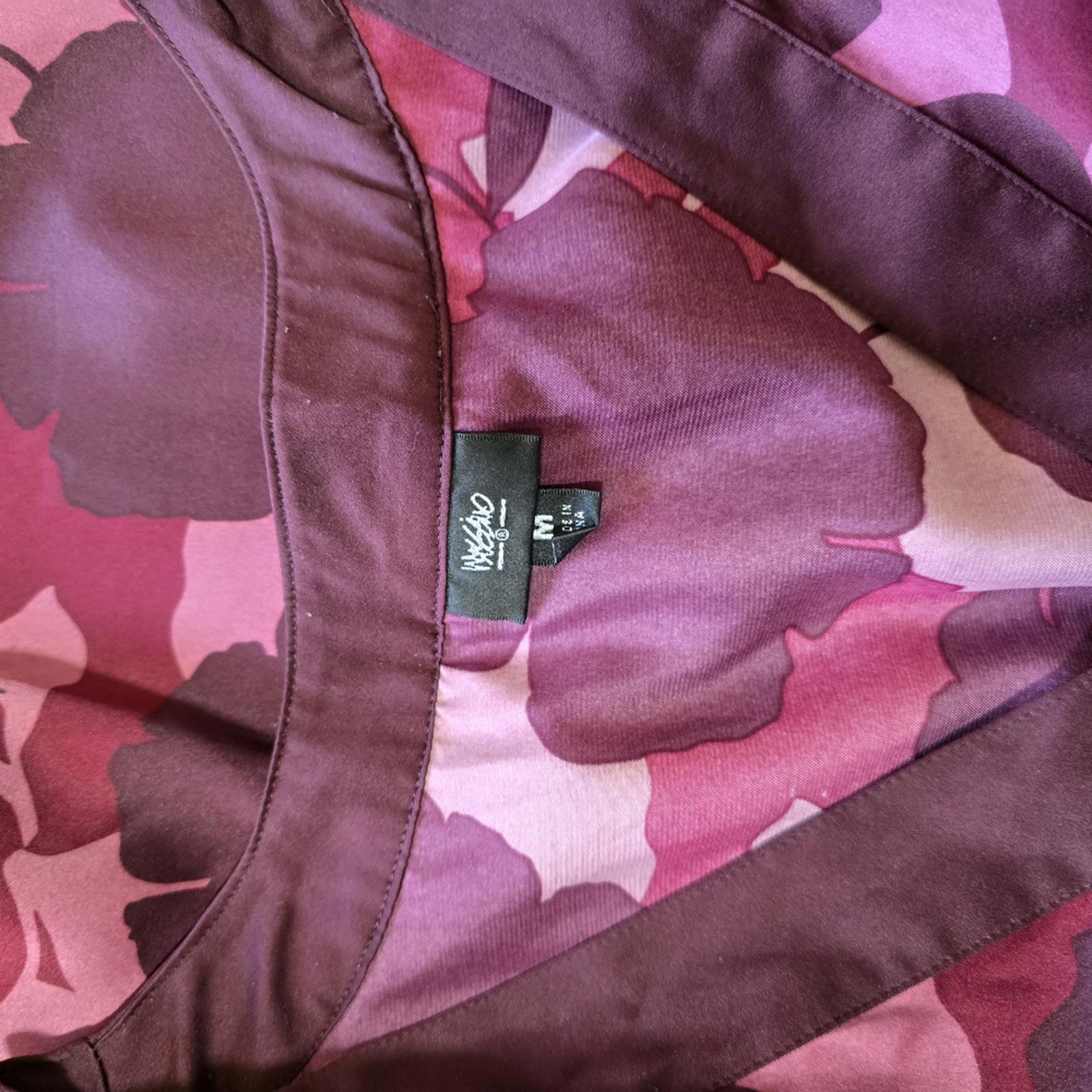 Mossimo Y2K Burgundy & Pink Floral Satin Empire Waist Midi Dress Size Medium