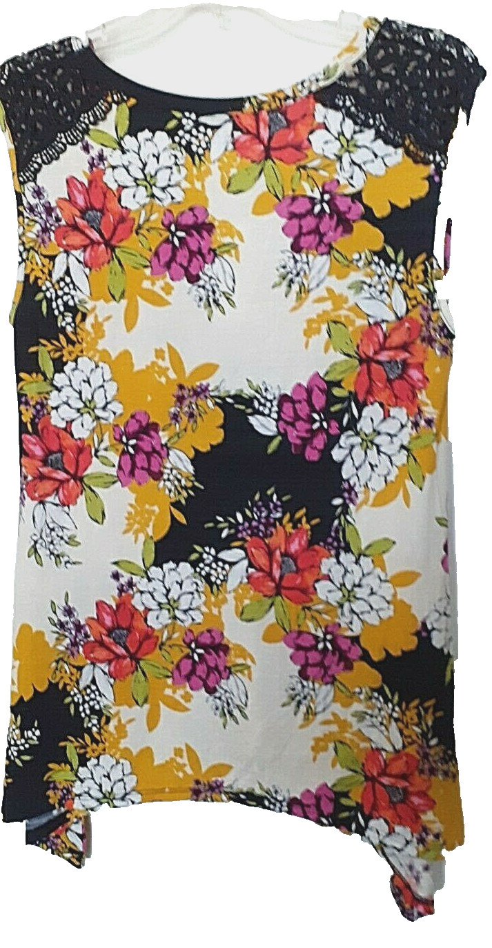 Cupio 95% viscose, 5% spandex multi floral embellished top Size M