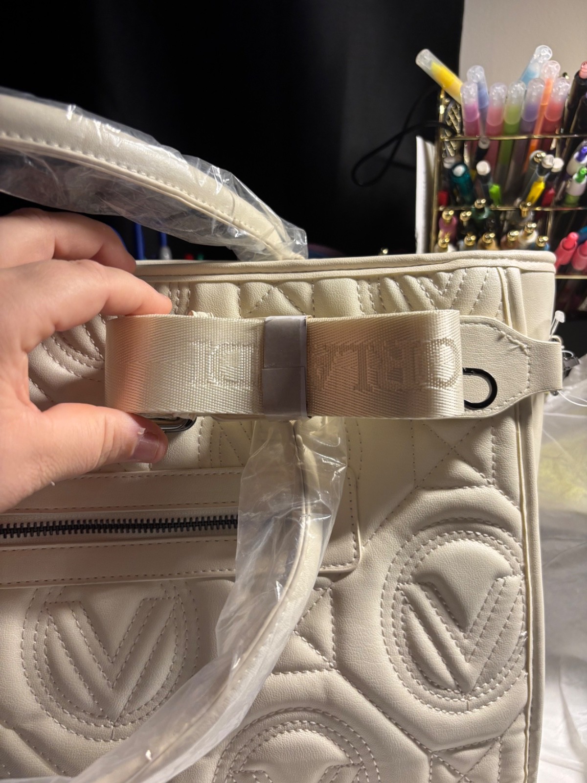 NWT Valentino Orlandi Large Quilted Tote Bag With Matching Wallet White