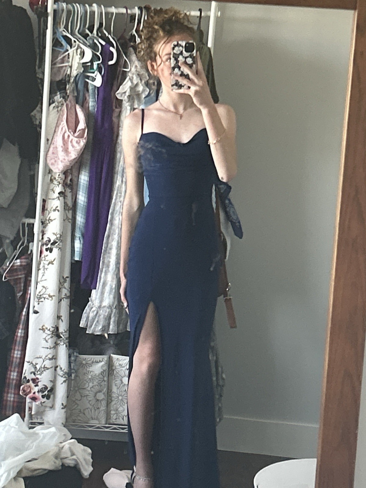 Windsor XS Blue Sweetheart Neck Strappy Solid Long Maxi Dress