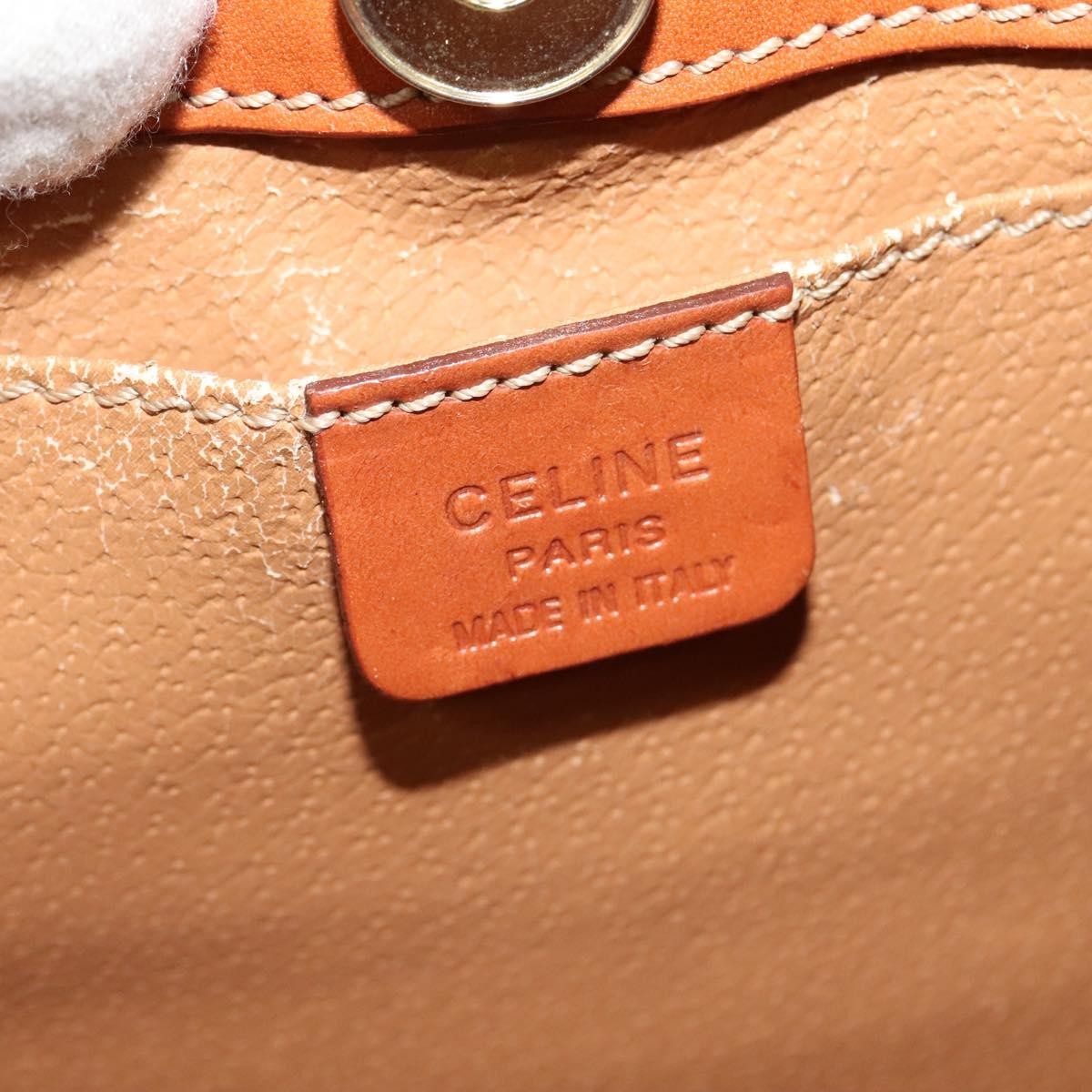 CELINE Macadam Canvas Backpack PVC Leather Brown Gold Auth 131672