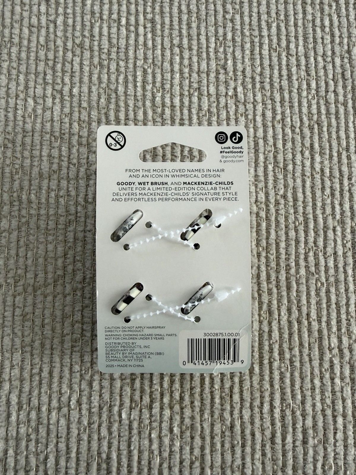 Goody X Mackenzie Childs 4pc Mini Black Check & Multi Color Hair Claw Clips🦋