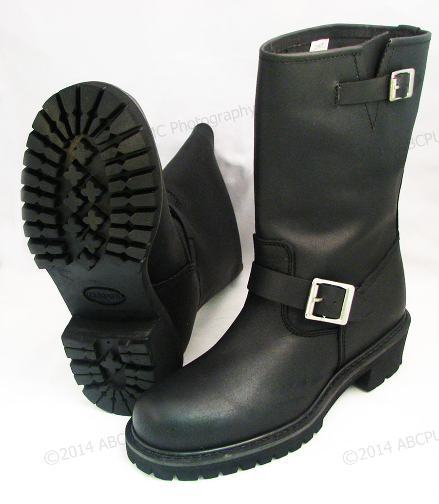 Men’s Engineer Boots Motorcycle Biker Full Grain Black Leather Riding Sizes NIB
