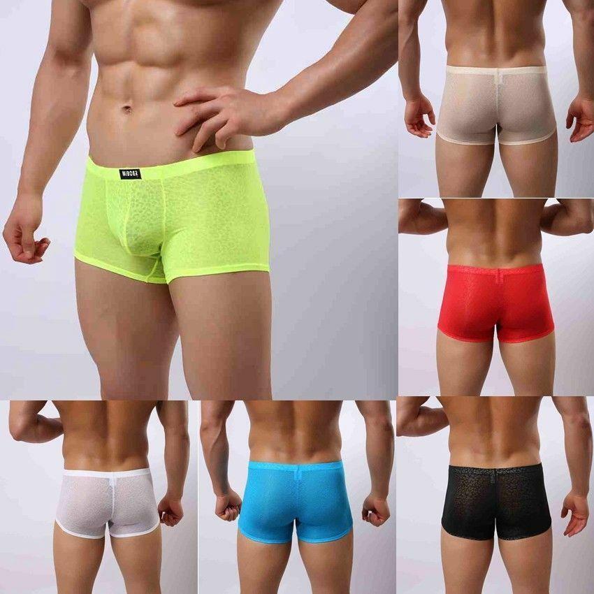 Men’s Silky Soft Tight Fitted See-Through Jacquard Boxer Shorts Silk Underwear
