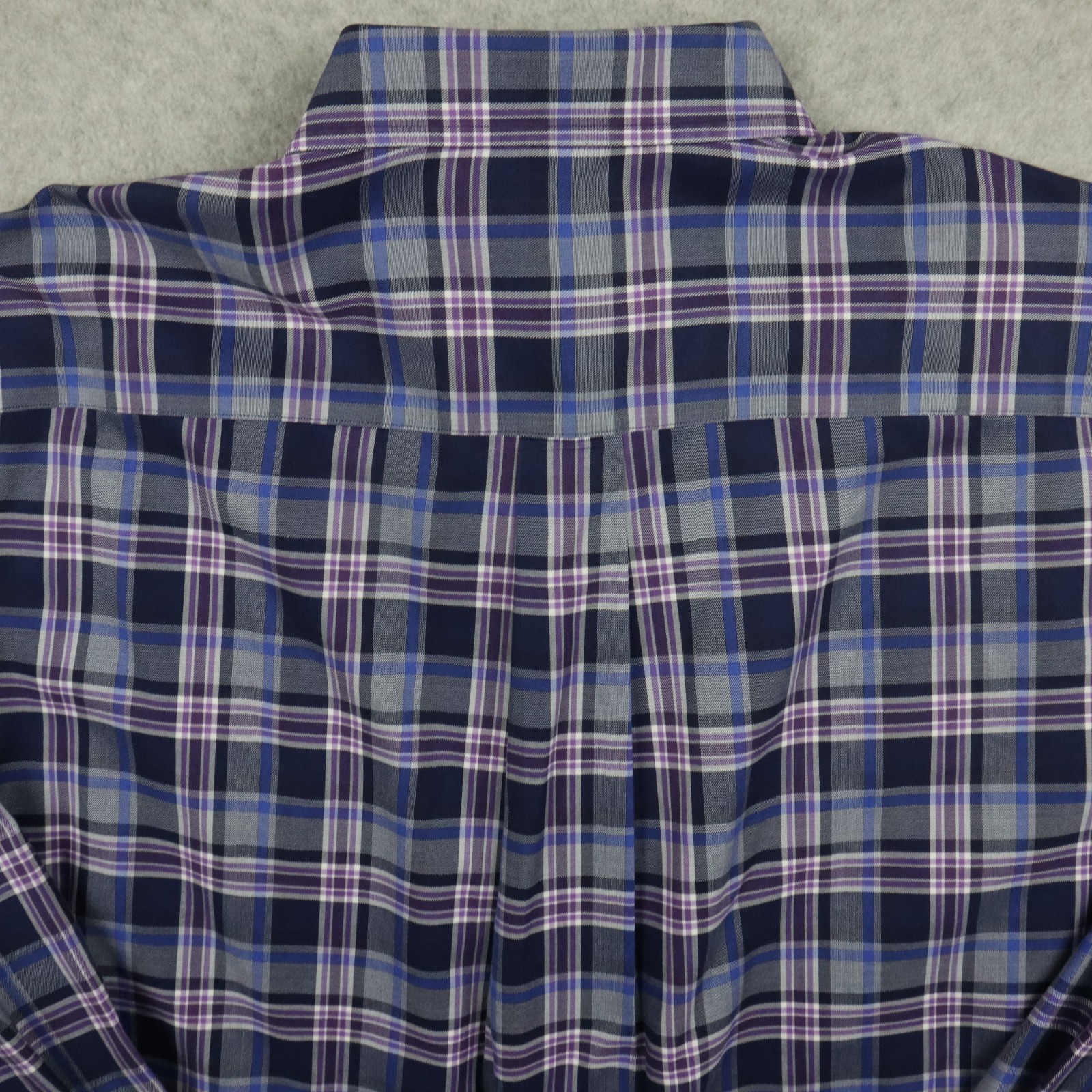Hathaway Shirt Mens Large Non-Iron Pocket Button Down Purple Plaid Long Sleeve