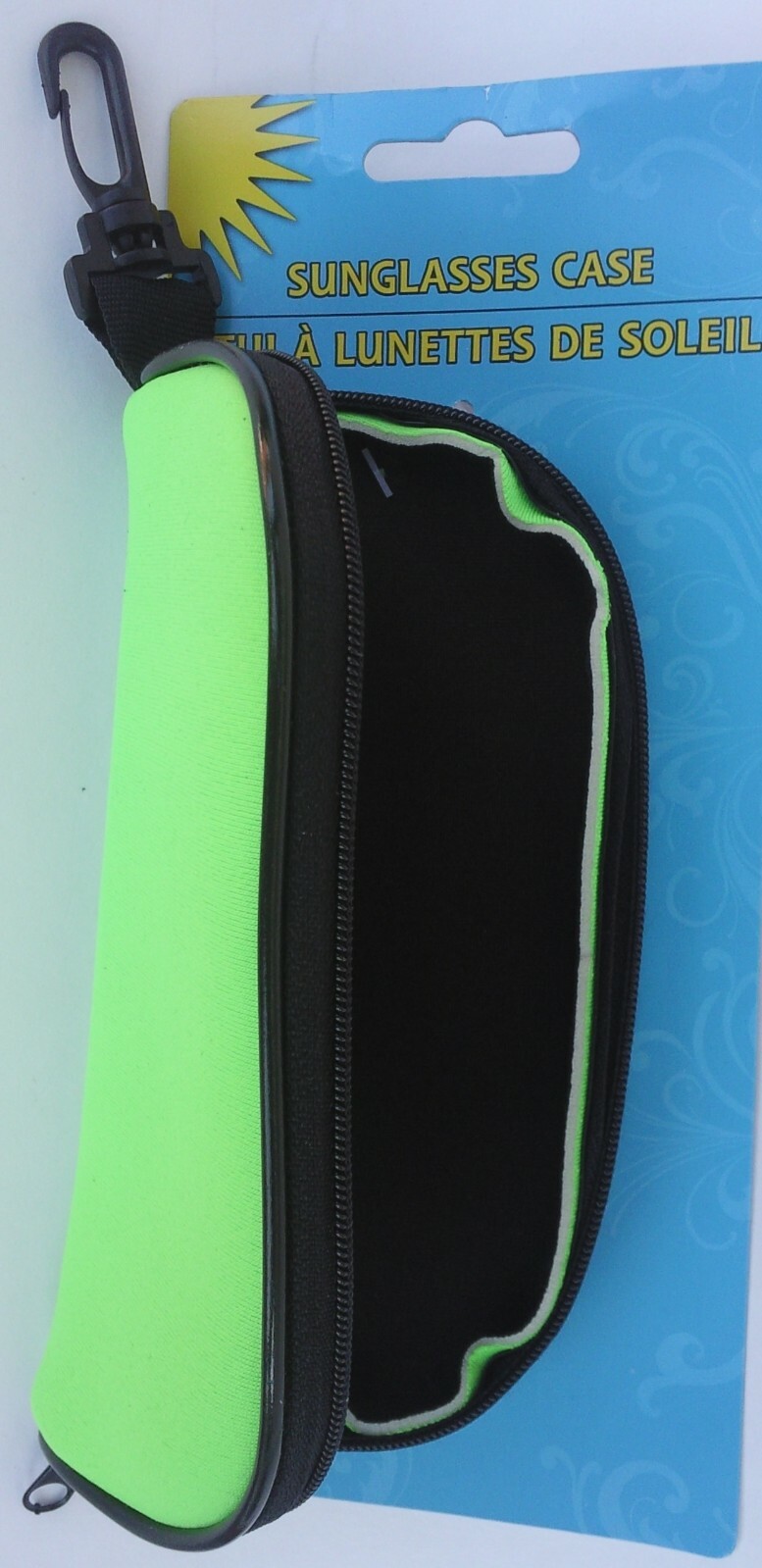 Soft Polyester Sunglass Cases with Zipper & Swivel Clip, Select Color