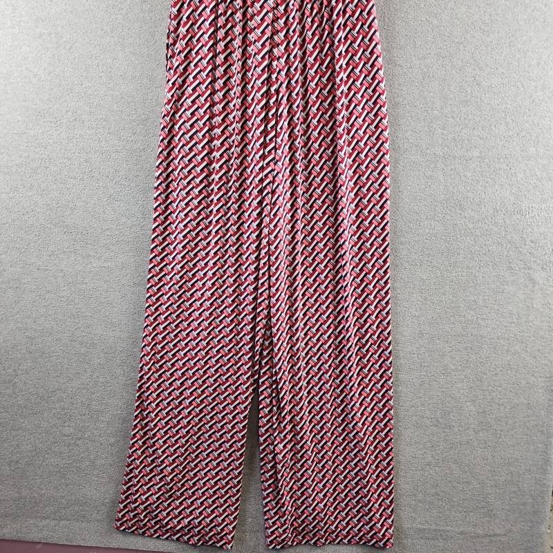 Vince Camuto Twist-Front Cap-Sleeve Jumpsuit Women’s M Red Multi Zipper Closure